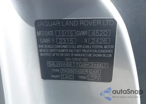 2016 Jaguar F-Type from USA, damaged, VIN SAJWA6ET7G8K31567